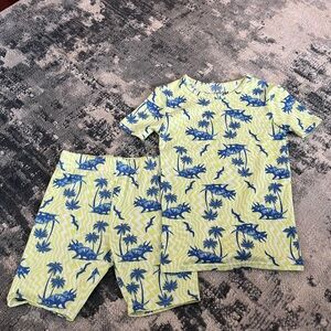 Cat & Jack Kids Dinosaur Pajama Set - Blue and Lime
